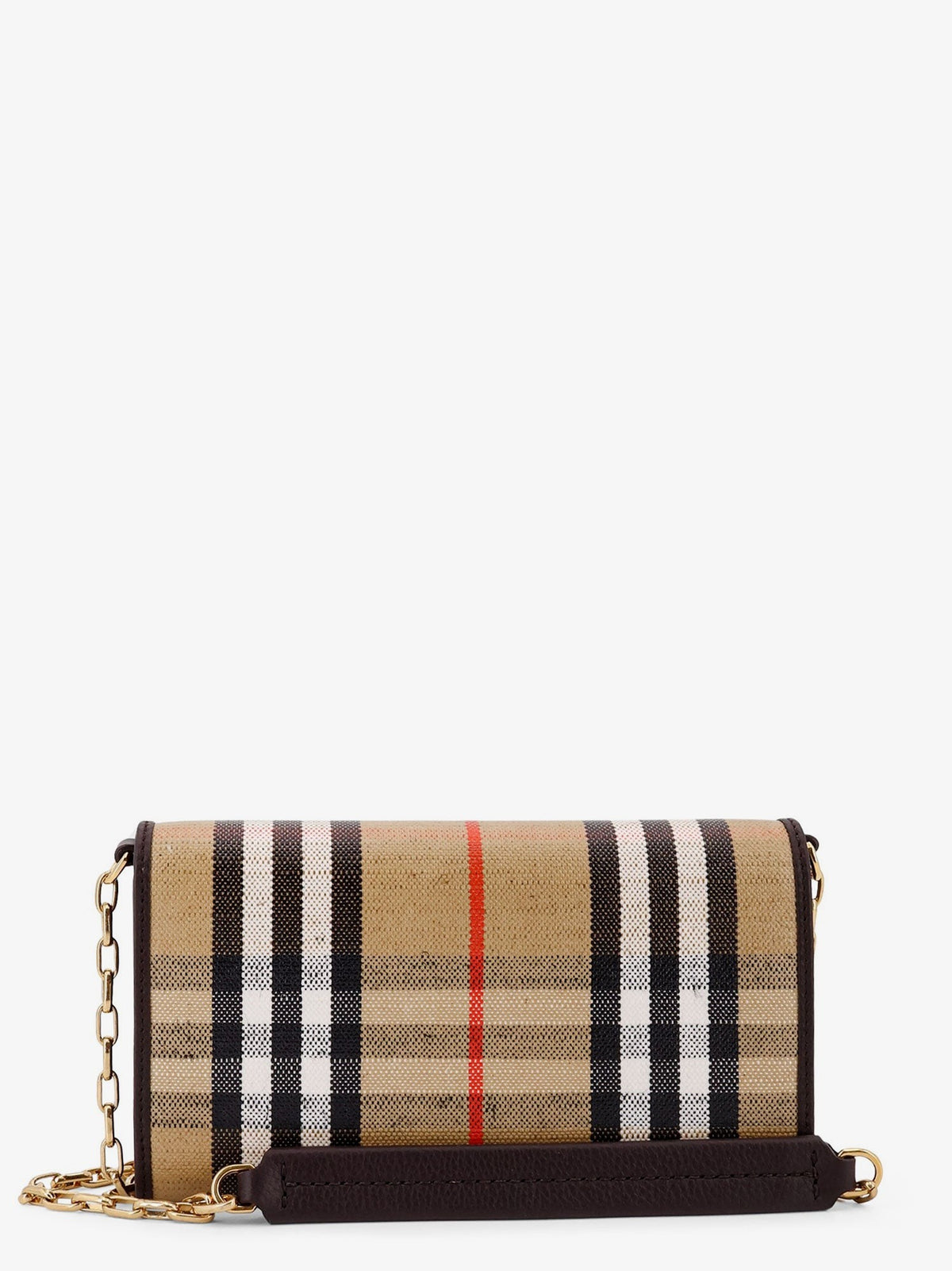 Coated canvas crossbody bag with check pattern
