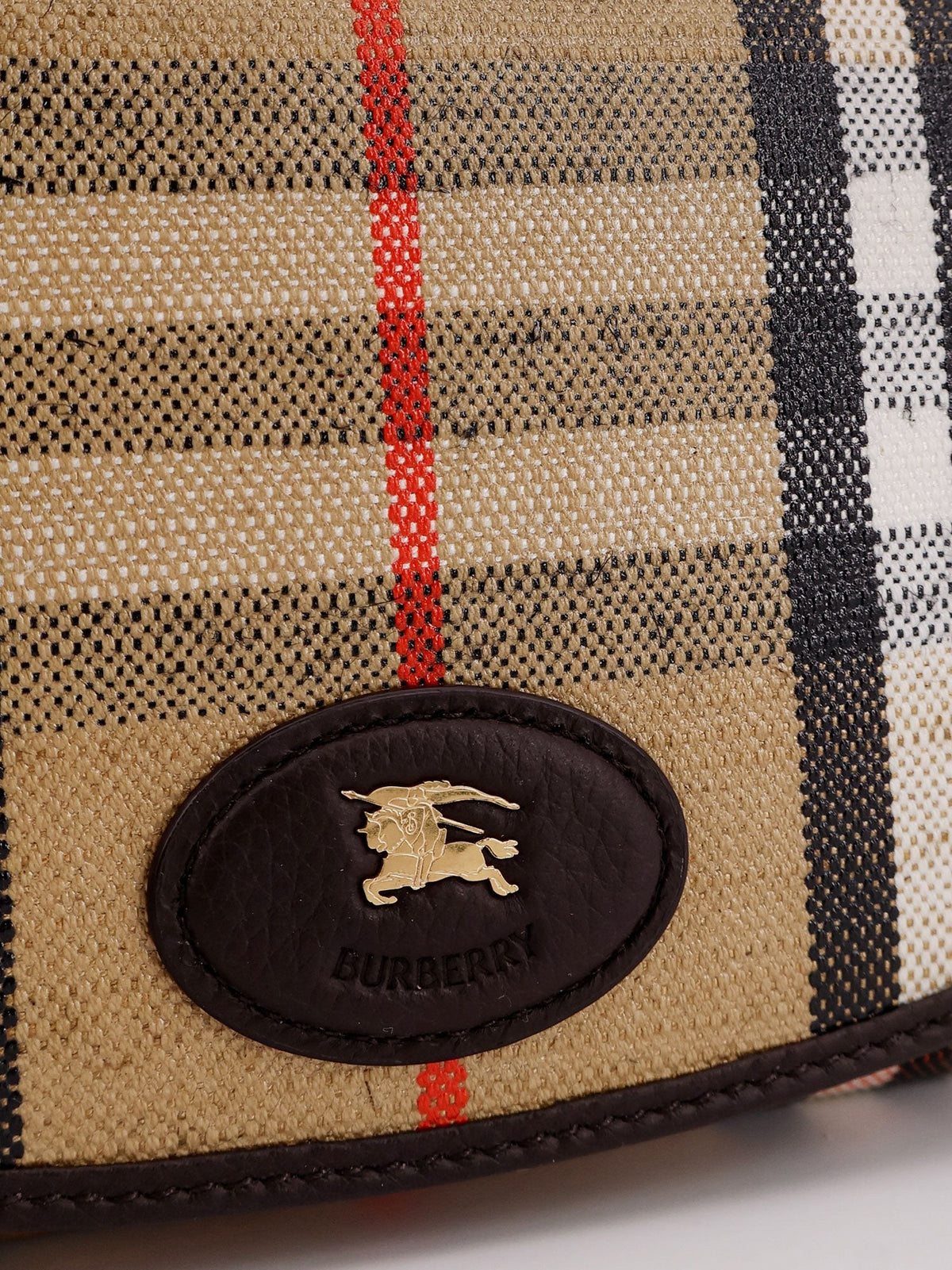 Coated canvas crossbody bag with check pattern