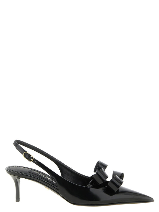 Patent leather sandals with front bow detail