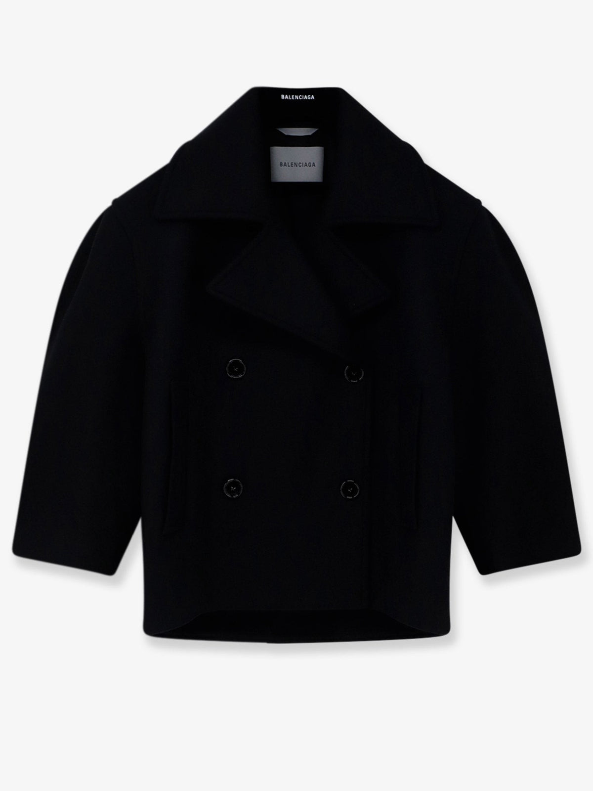Compact double-wool cocoon peacoat