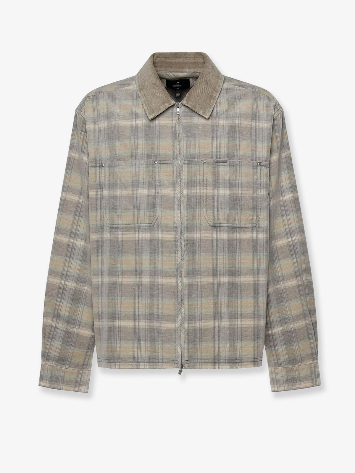 Corduroy shirt with check motif