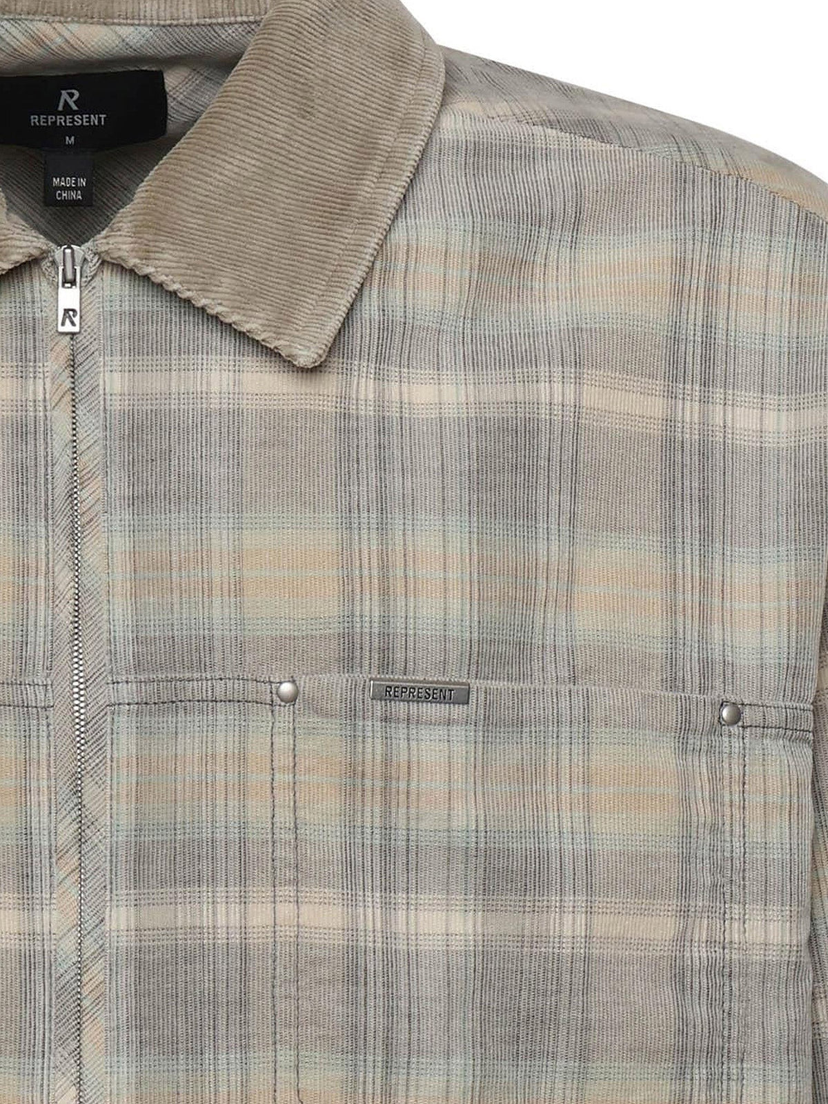 Corduroy shirt with check motif