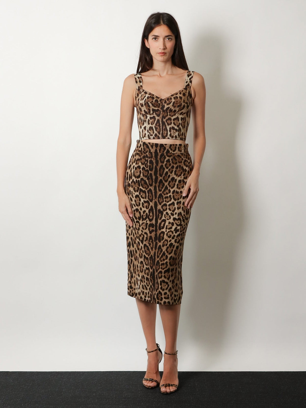 Cotton blend top with animal print