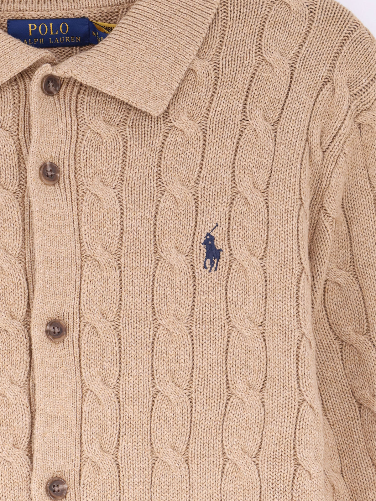 Cotton cardigan with braided knit