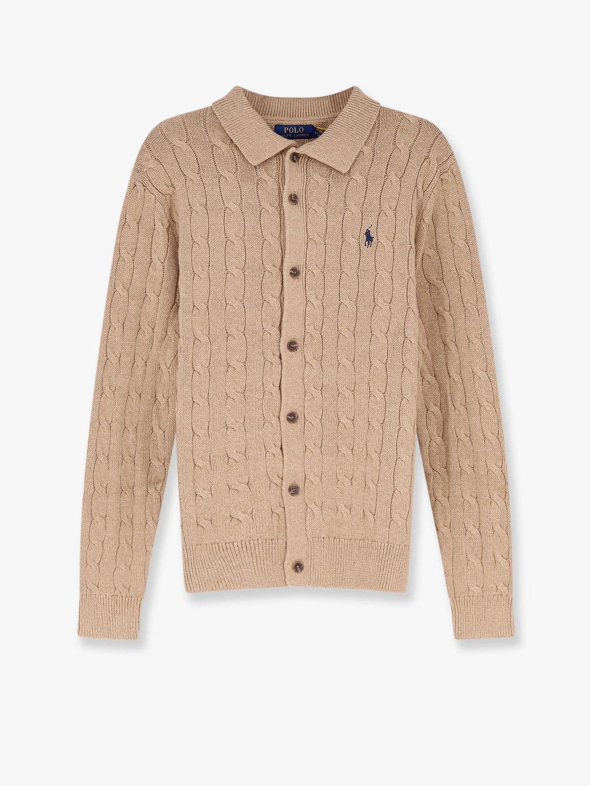 Cotton cardigan with braided knit