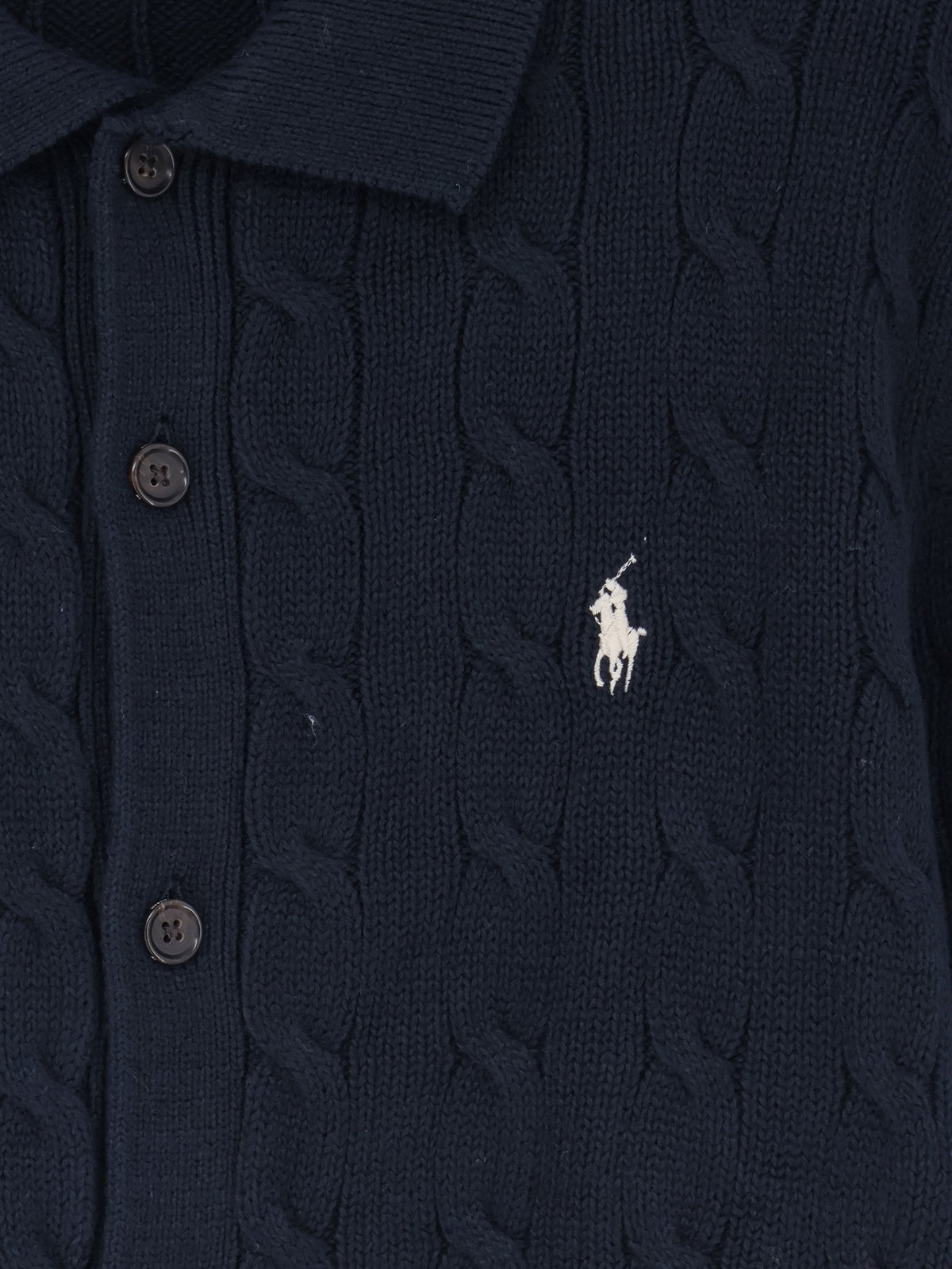 Cotton cardigan with braided knit