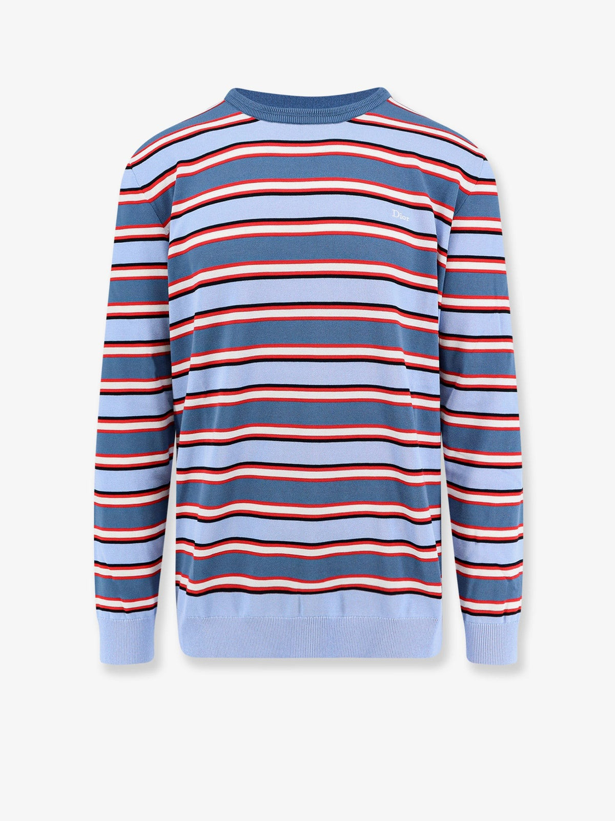 Cotton sweater with striped pattern