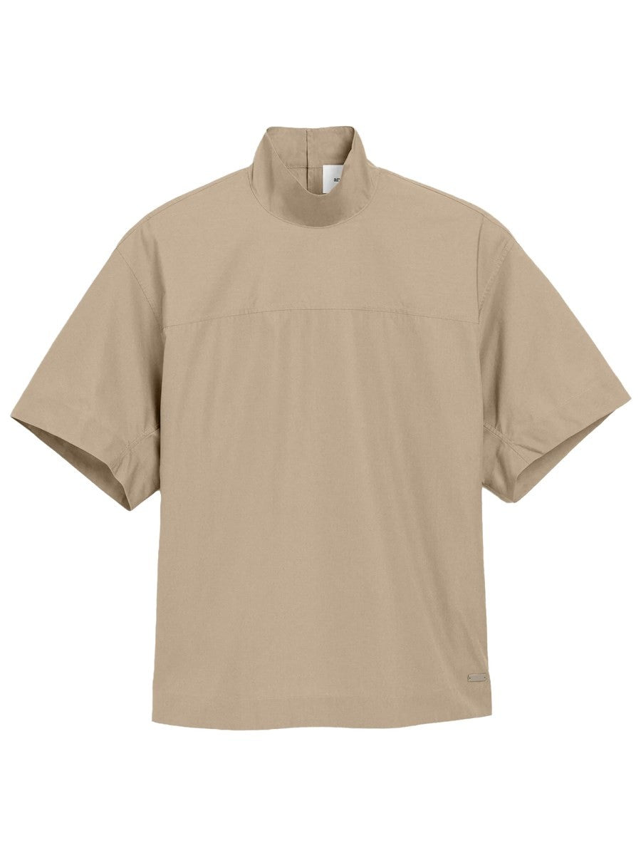 COTTON TOP WITH RAISED COLLAR