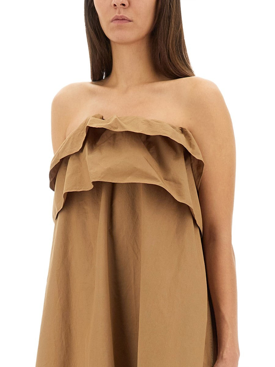 COTTON TWILL RUFFLE DRESS