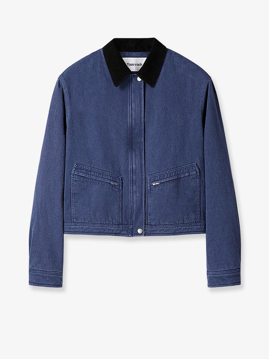 Crop fit blue denim jacket