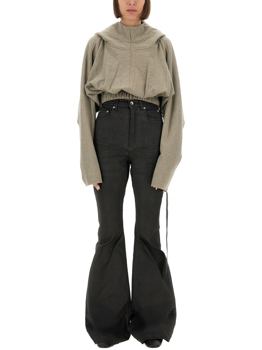 CROPPED HOODED TUNIC SWEATSHIRT