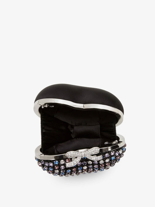 Crystal heart clutch bag