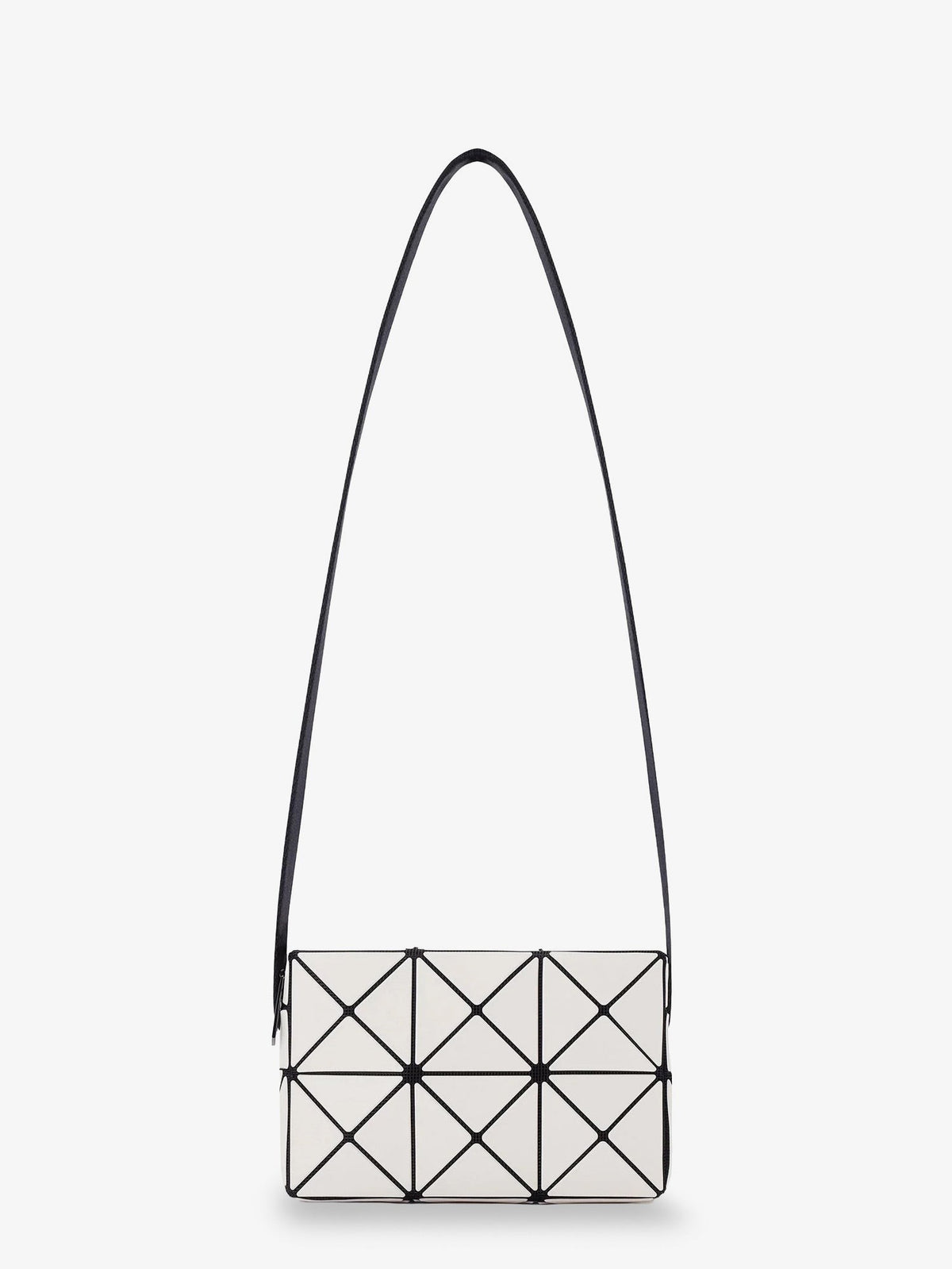 Cuboid shoulder bag with geometric pattern