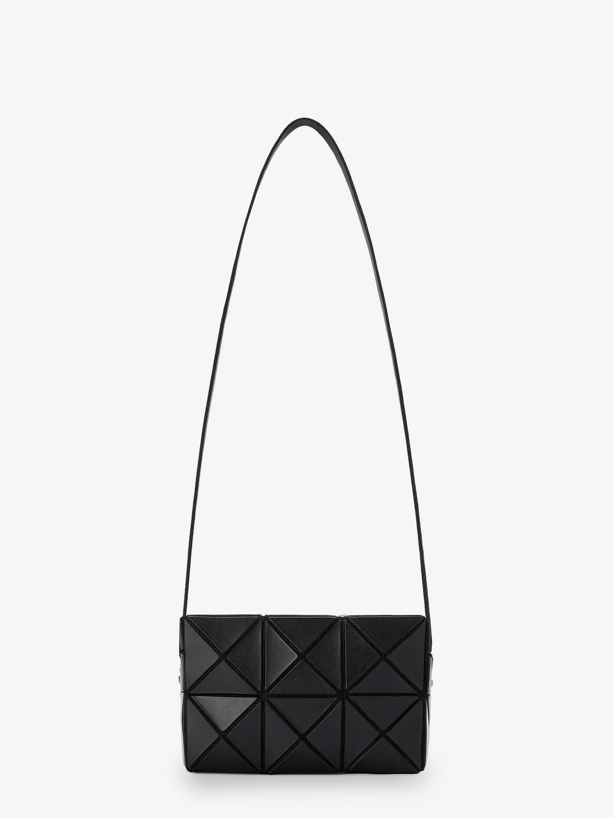 Cuboid shoulder bag with geometric pattern