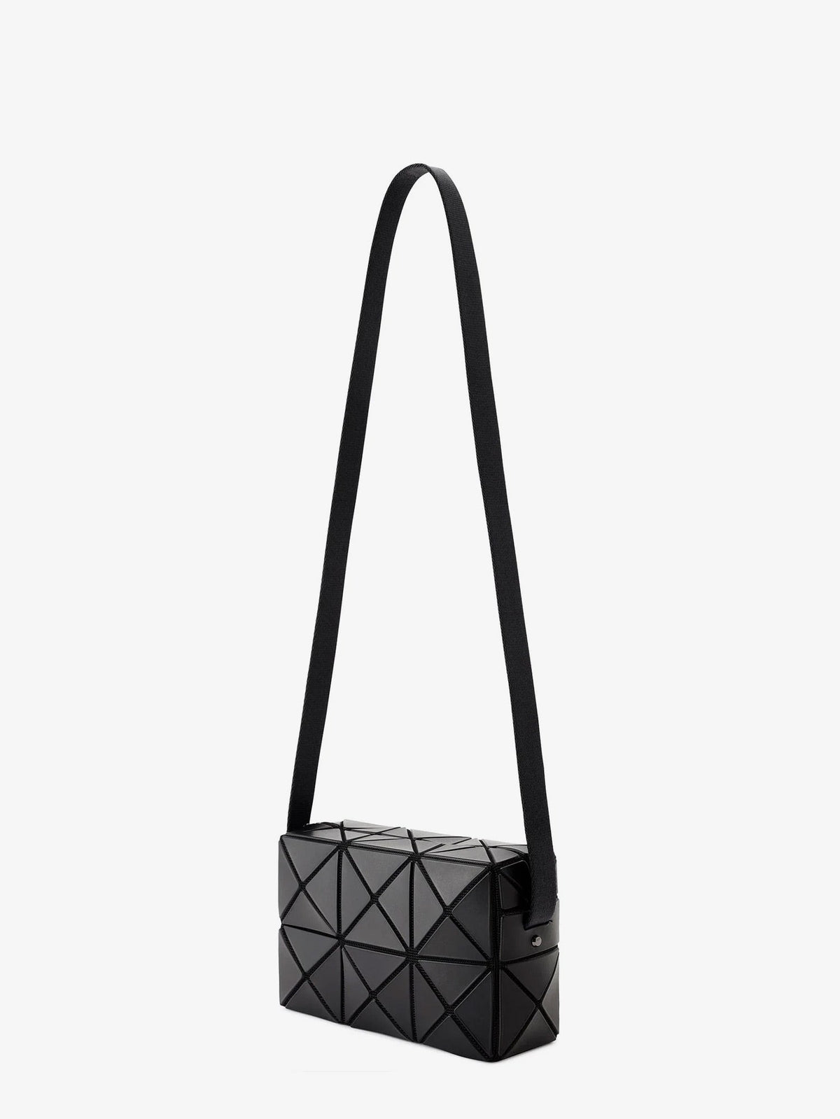 Cuboid shoulder bag with geometric pattern