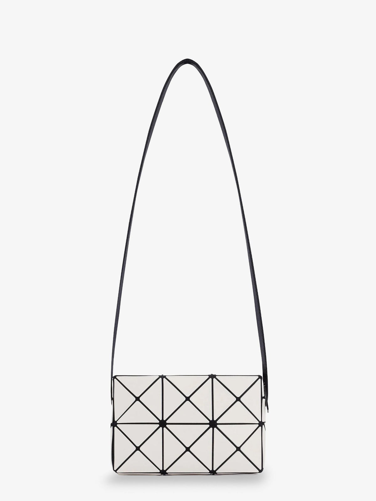 Cuboid shoulder bag with geometric pattern