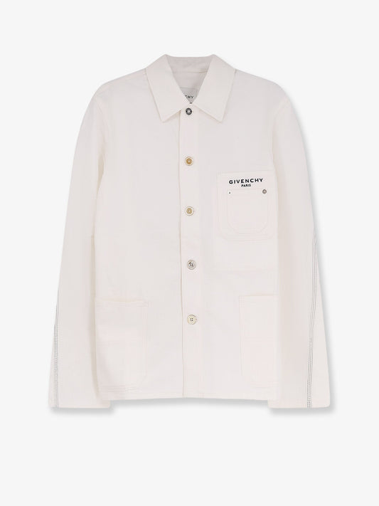 Denim jacket with iconic lettering logo on the front