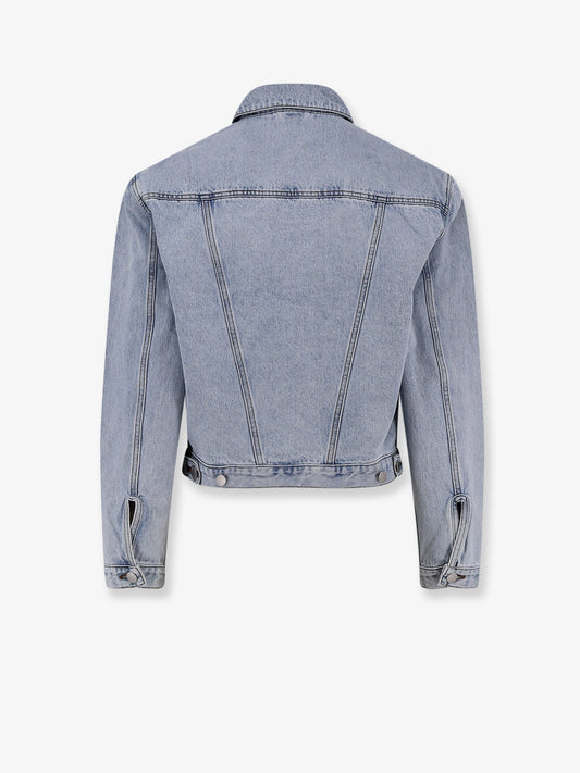 Denim jacket with padded shoulder pads