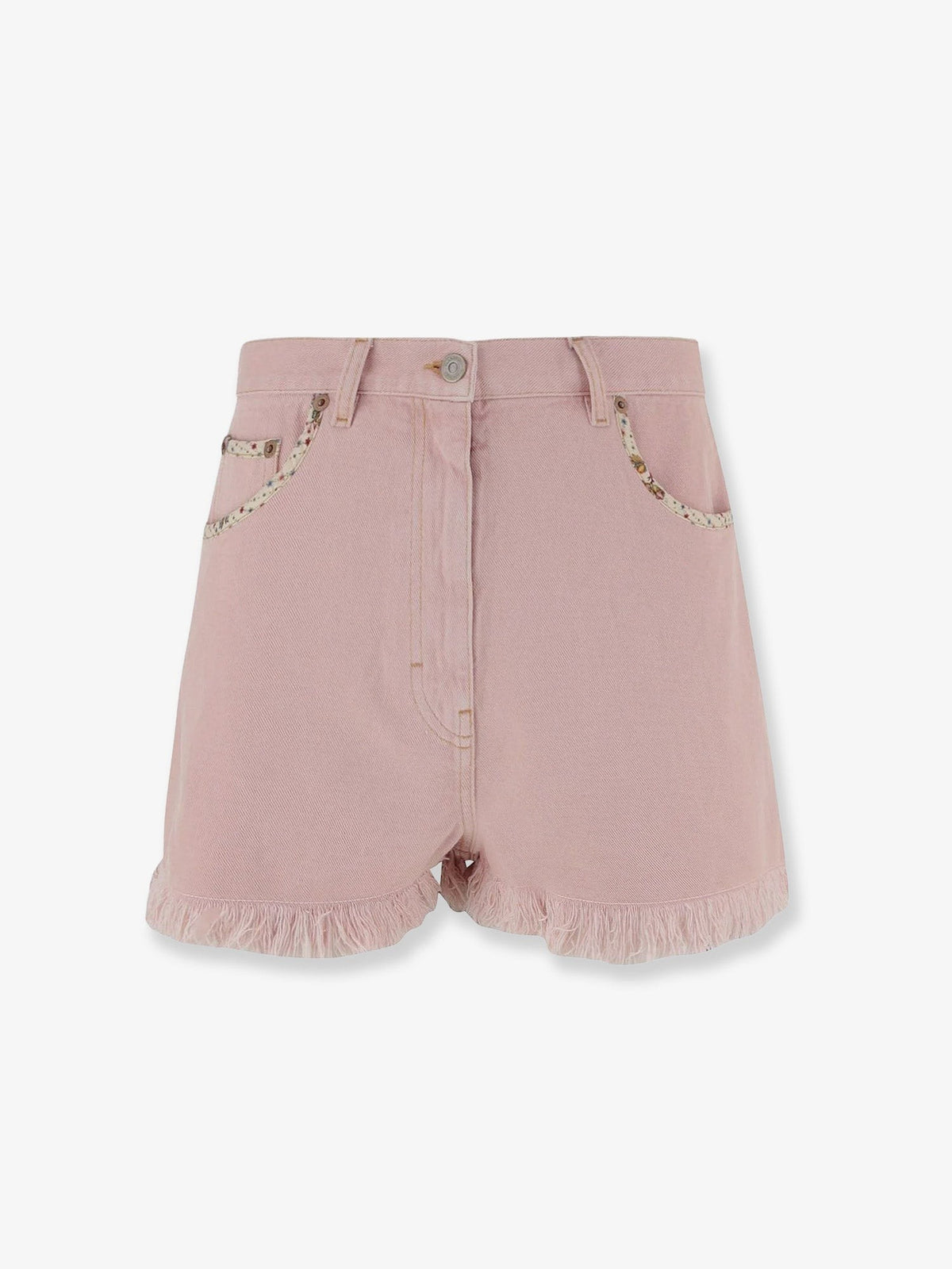 Denim shorts with frayed edges