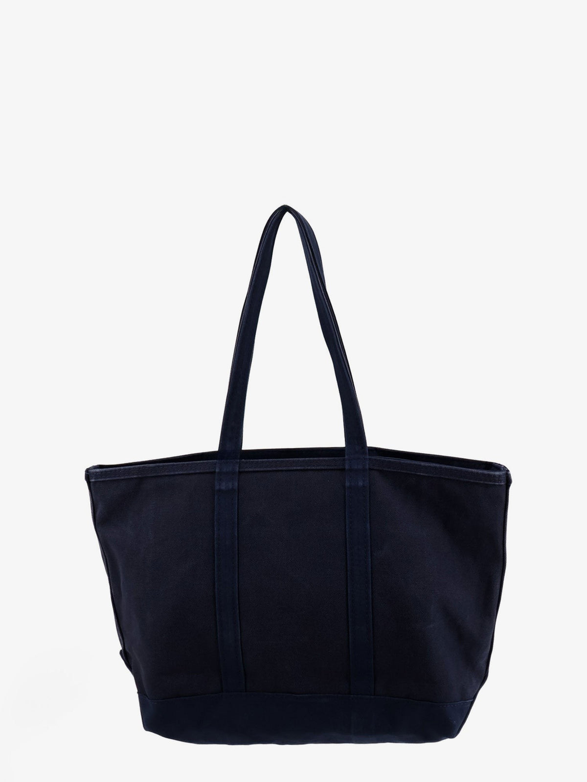 Denim shoulder bag with embroidered logo on the front
