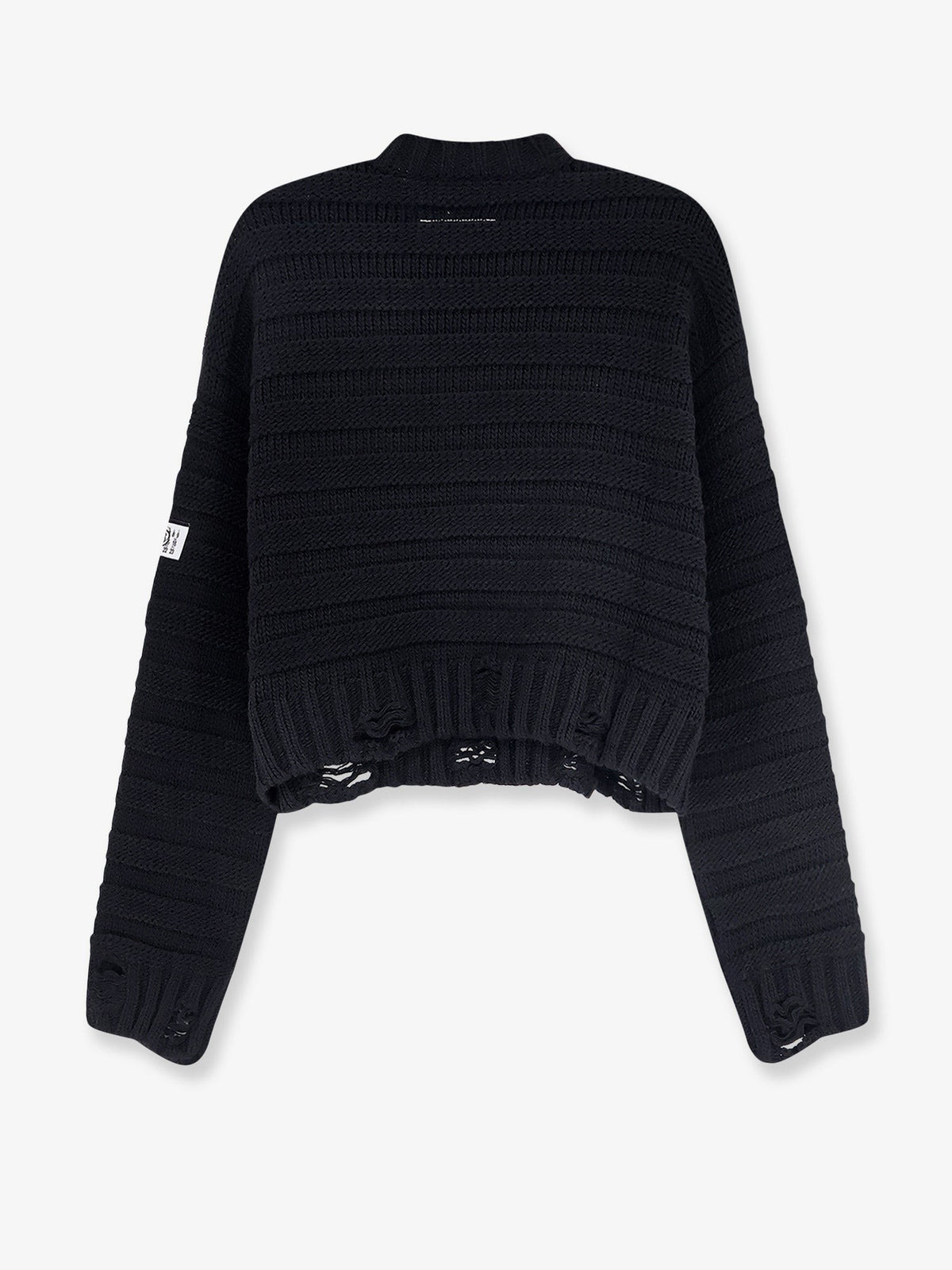 Destroyed effect wool blend sweater