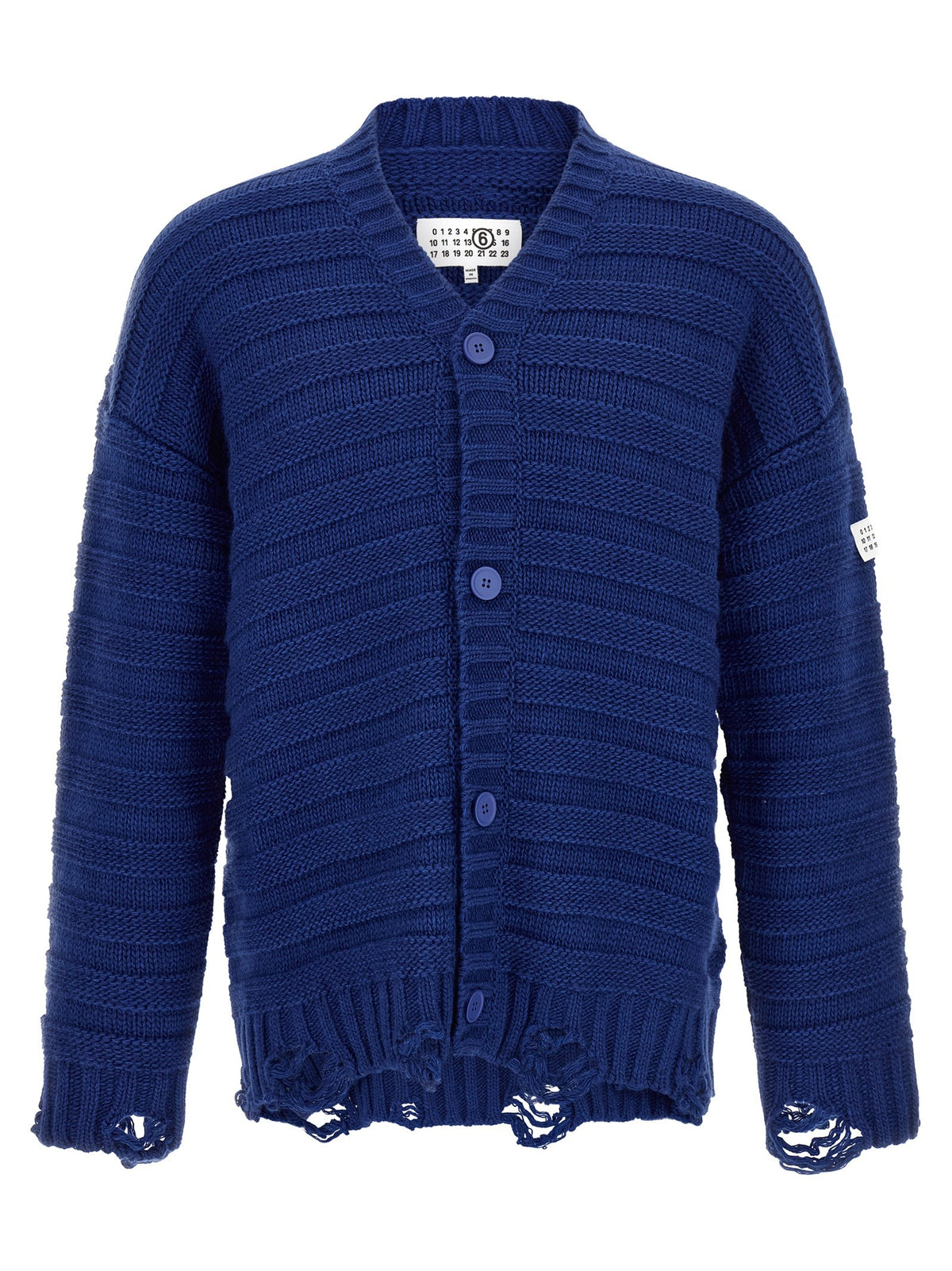 Distressed wool cardigan