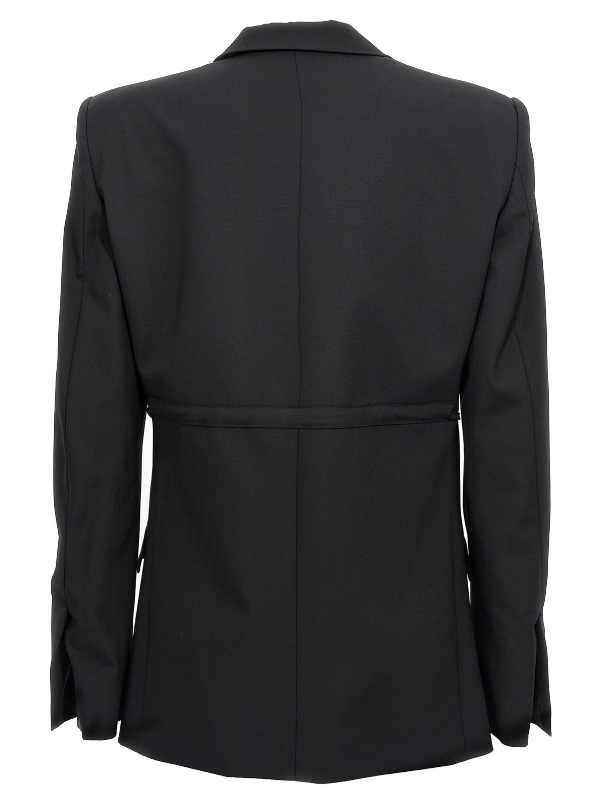 Double breast drawstring blazer jacket