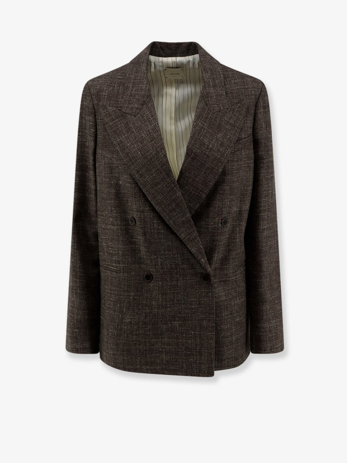 Double-breasted wool and linen blend blazer