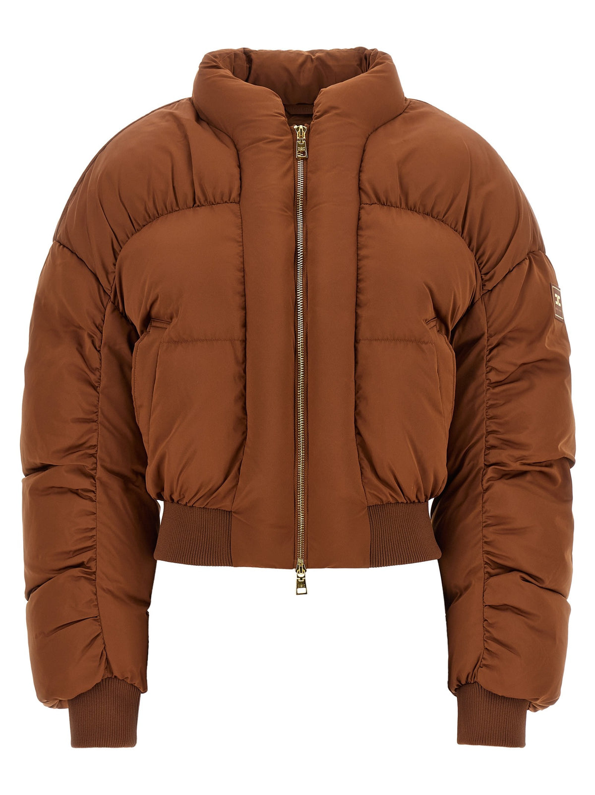 Down jacket with curled sleeves