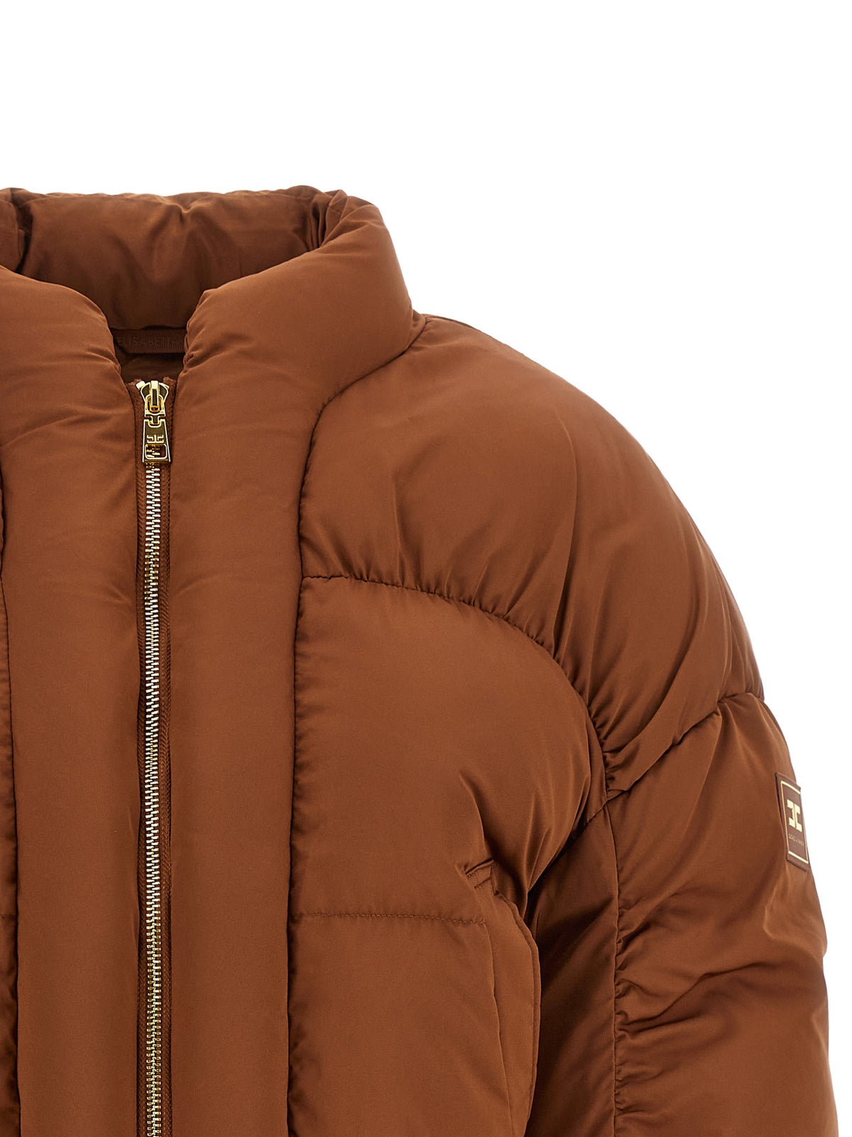 Down jacket with curled sleeves
