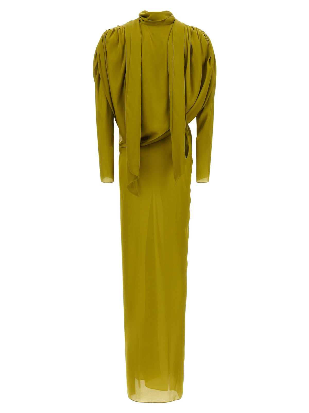 Draped silk dress with knot