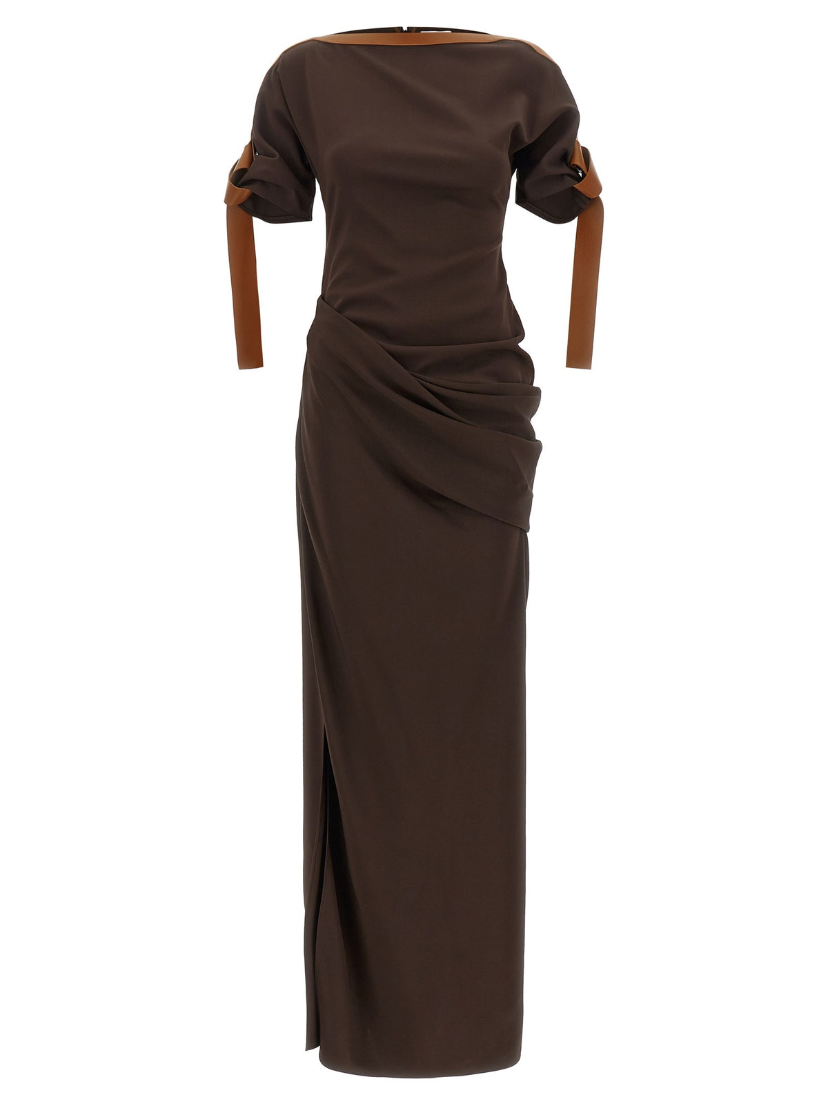 Dress with leather straps