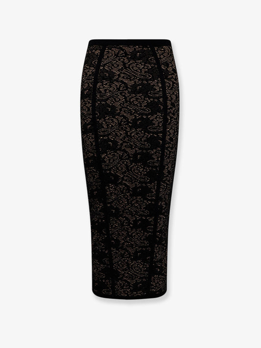 Embroidered knitted skirt