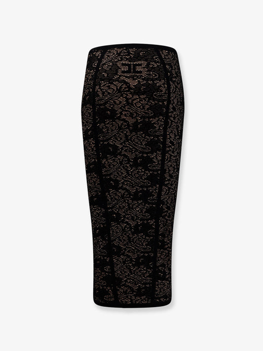 Embroidered knitted skirt