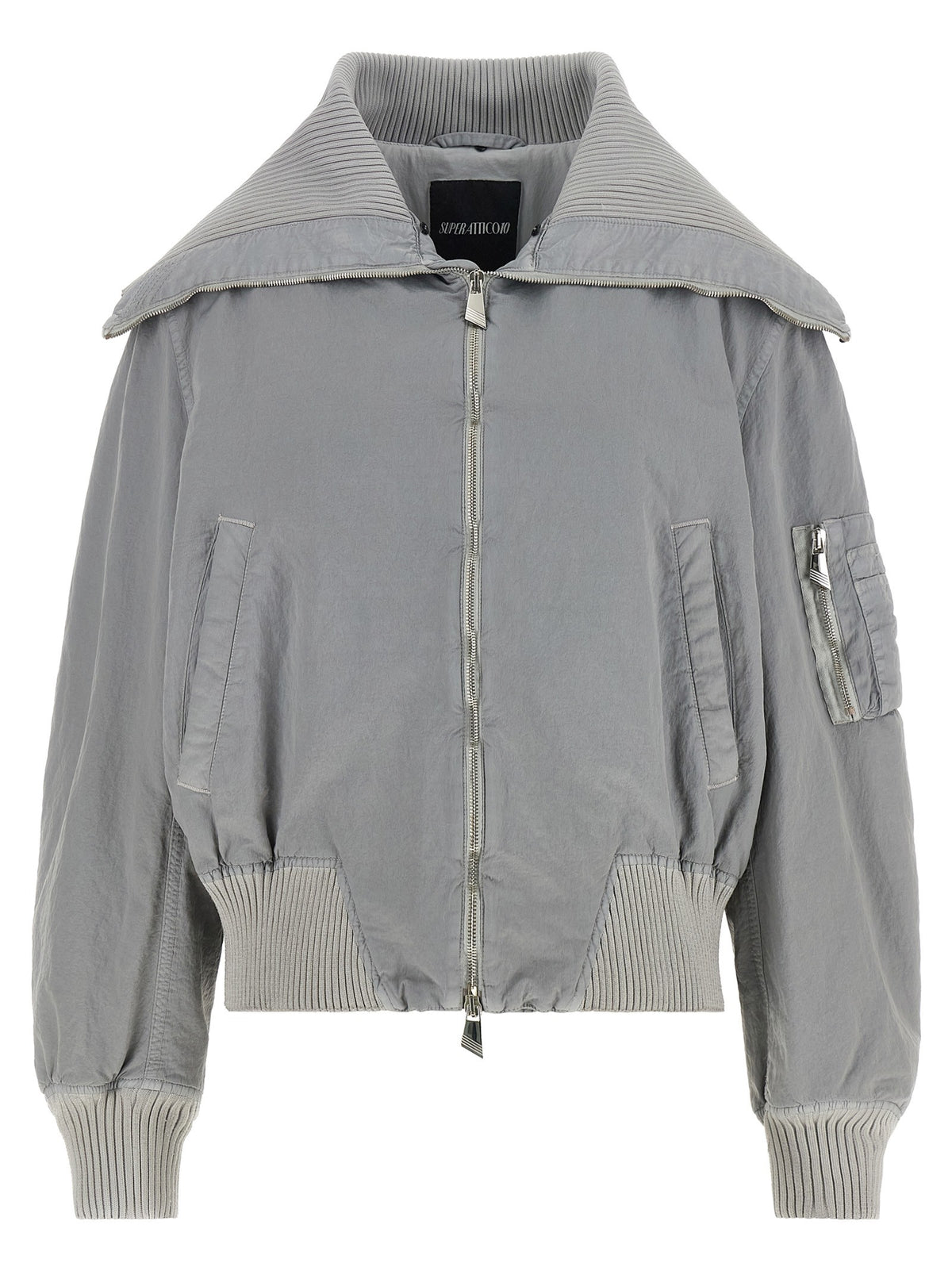Feather insert bomber jacket