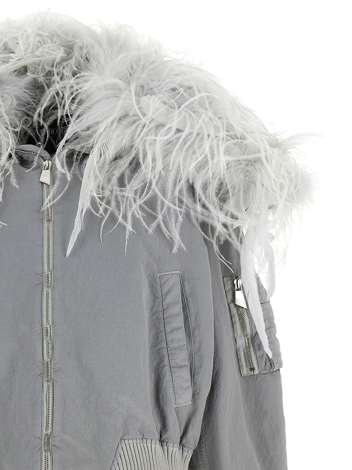 Feather insert bomber jacket