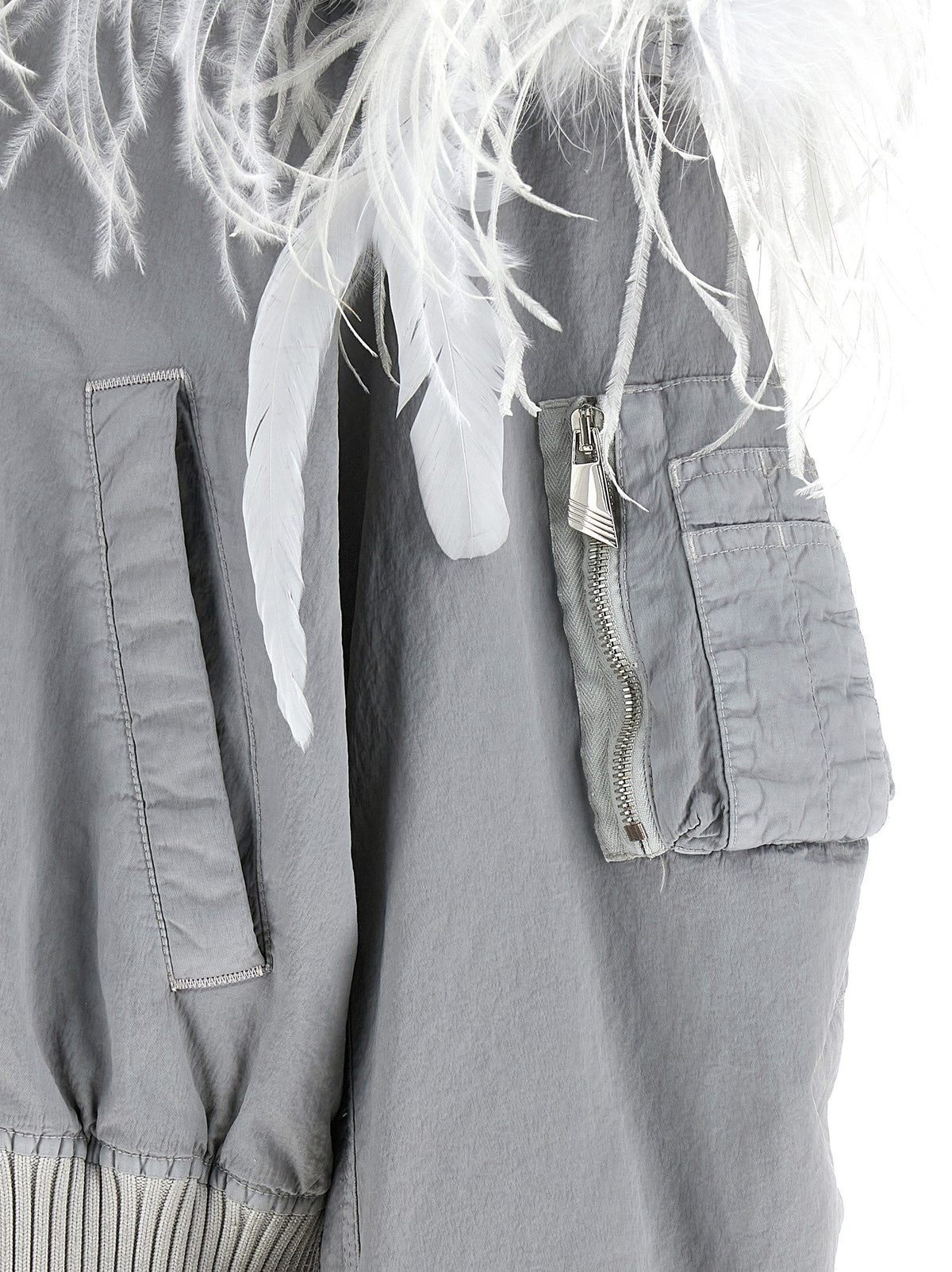 Feather insert bomber jacket