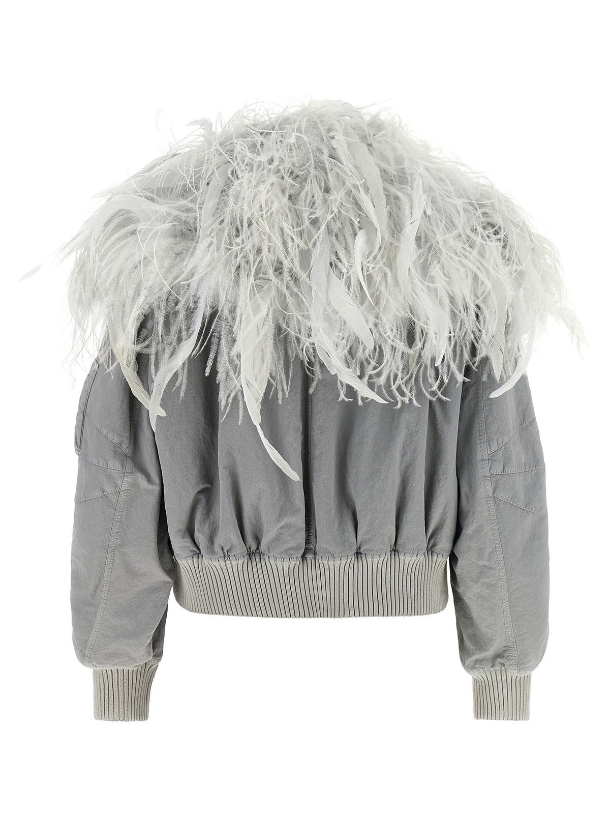 Feather insert bomber jacket