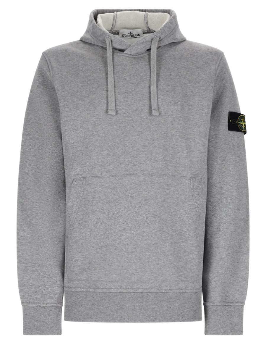 felpa con patch logo e cappuccio