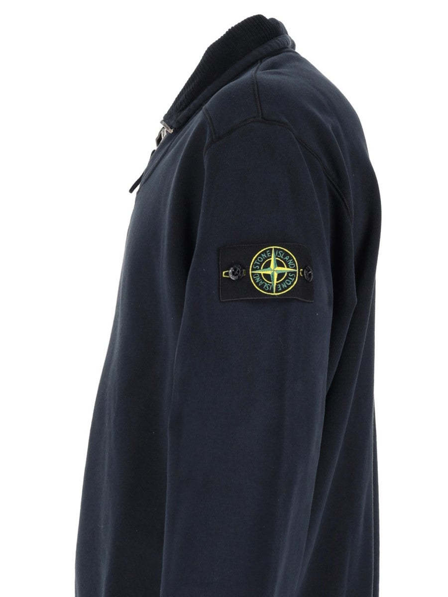 Felpa con Zip Corta e Patch Logo