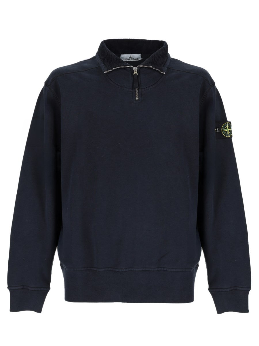Felpa con Zip Corta e Patch Logo