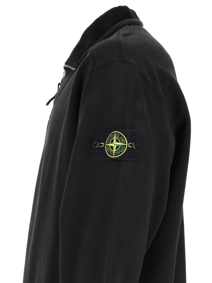 Felpa con Zip Corta e Patch Logo