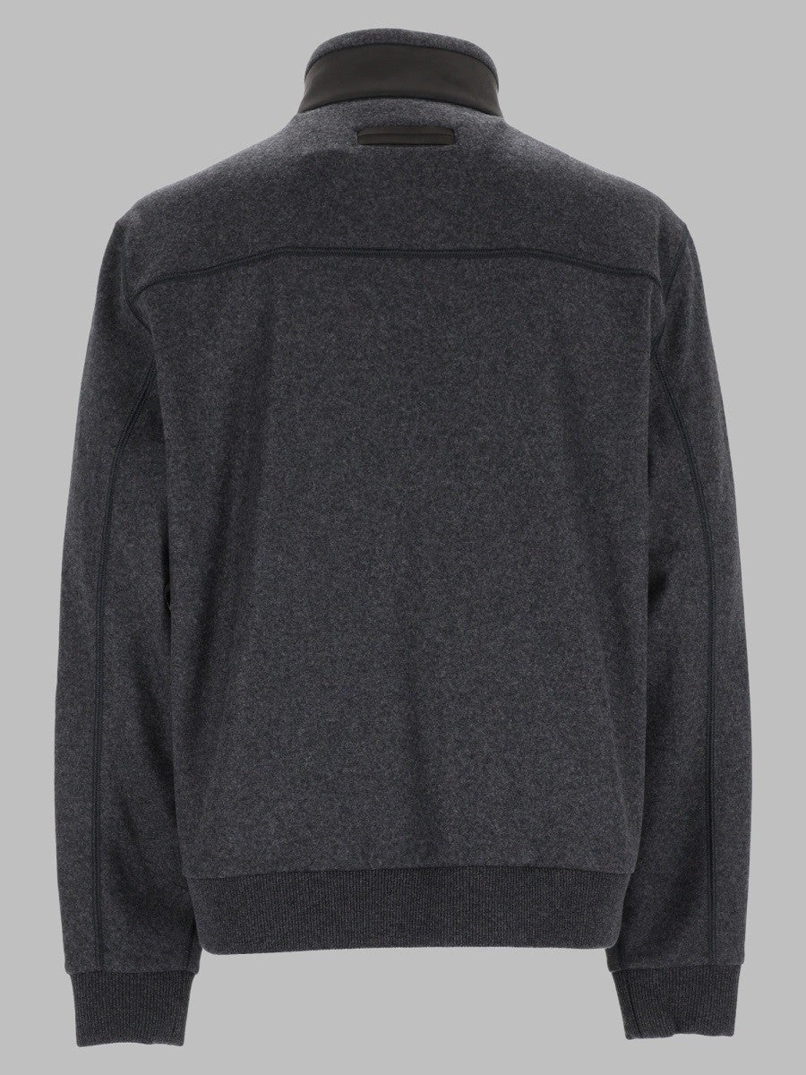 Felpa in Cashmere Misto Lana con Zip