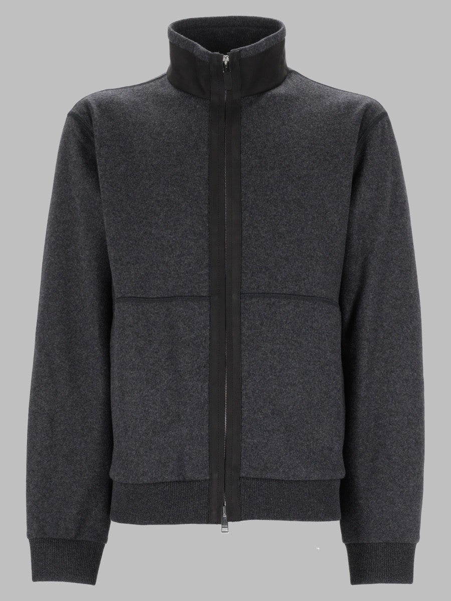 Felpa in Cashmere Misto Lana con Zip