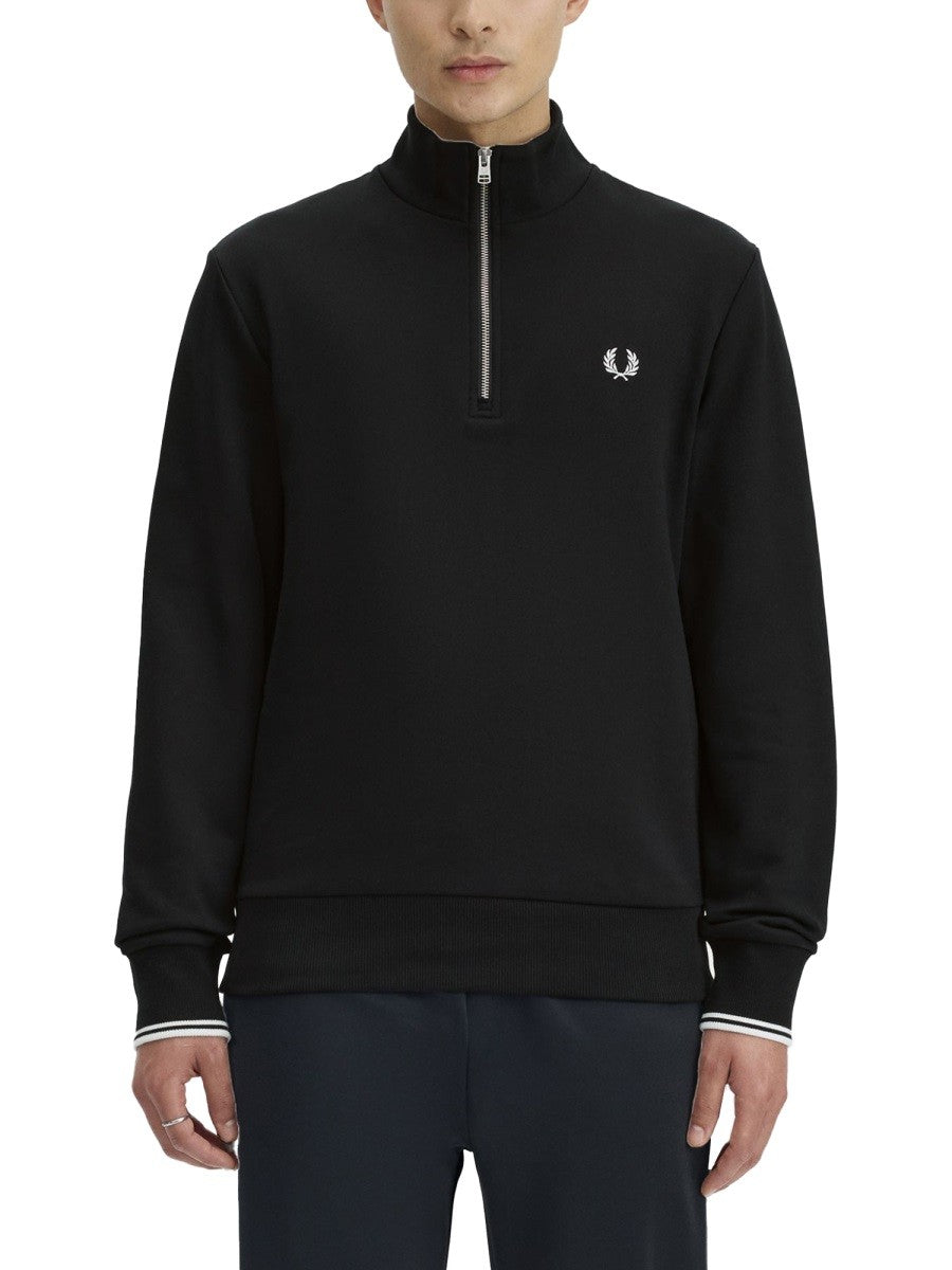 Felpa In Cotone a Mezza Zip