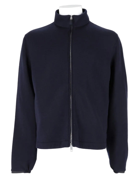 Felpa In Lana Misto Cotone e Seta Con Zip
