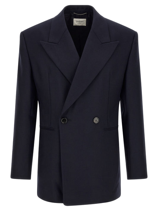 Felted wool gabardine blazer jacket