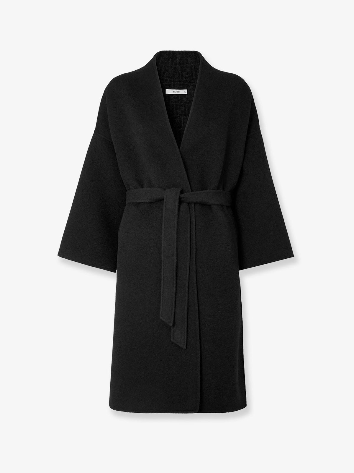 FF Zucca Wool Midi Coat black