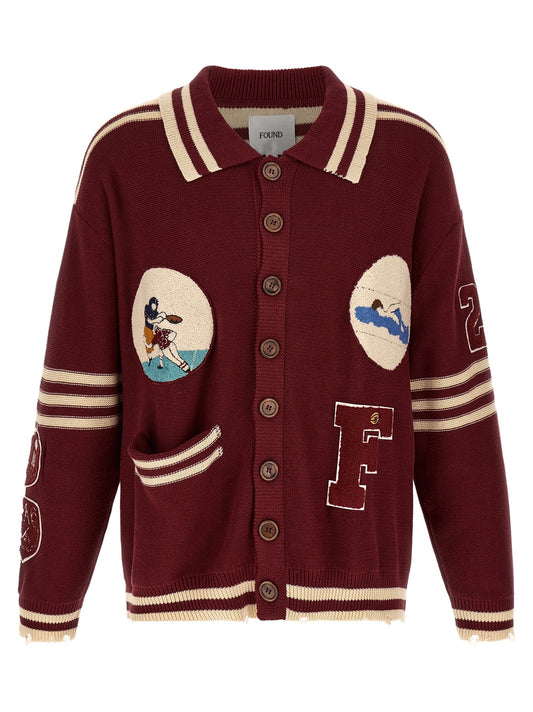 'Fin Varsity' Collared Cardigan