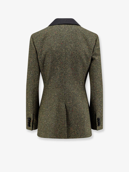 Fitted silk and virgin wool blend tweed blazer